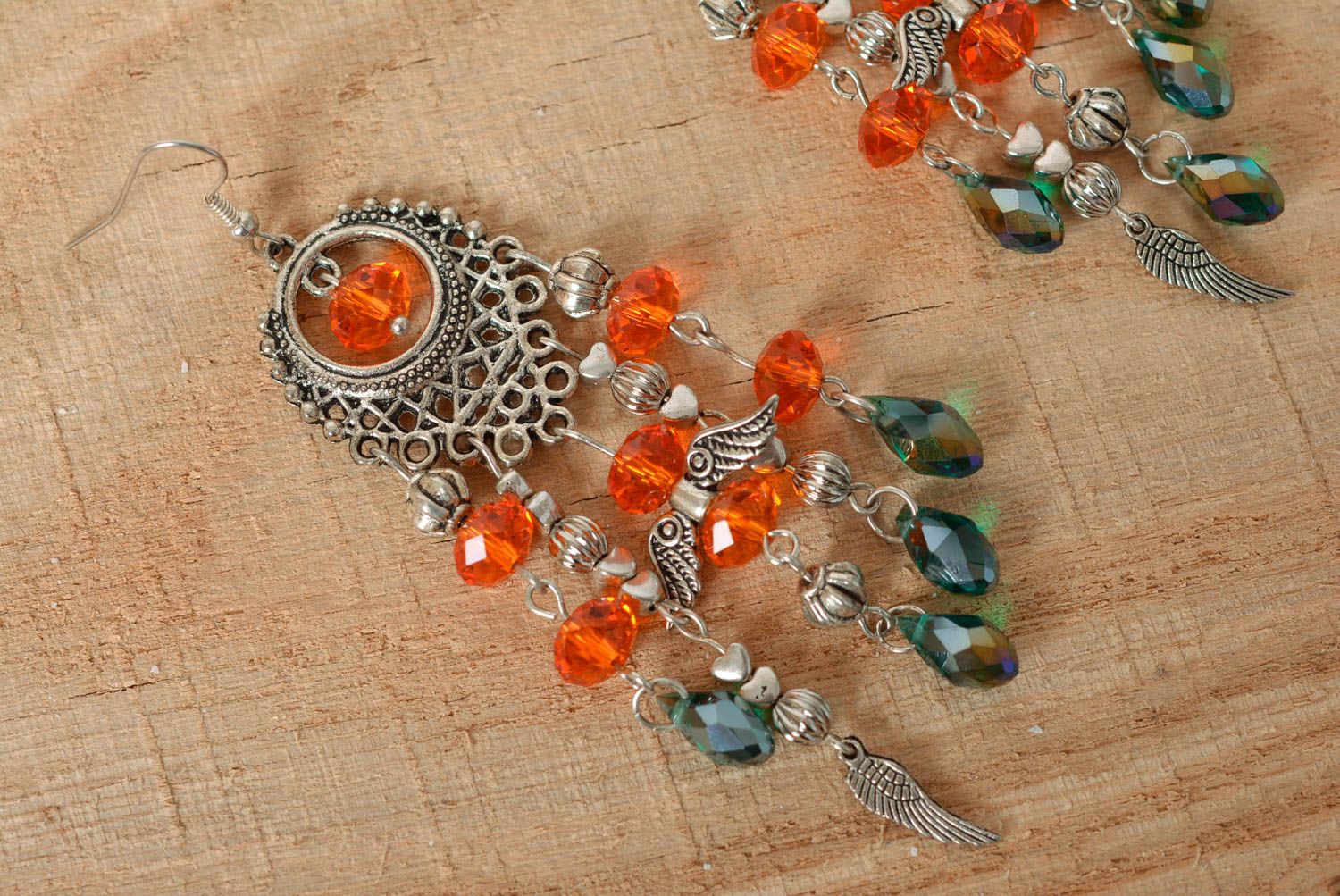 Glass handmade earrings handmade long earrings female stylish gift for women photo 1