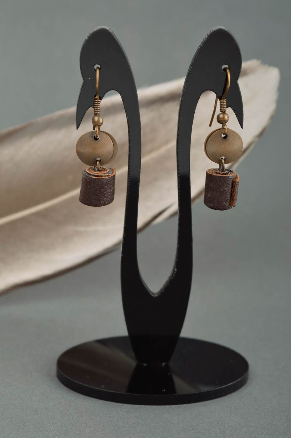 Ohrringe für Damen handgemachter Schmuck Leder Accessoire Modeschmuck Ohrringe foto 1
