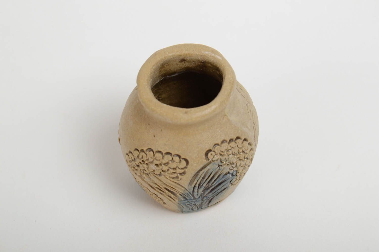 Крошечный глиняный кувшин для декора ручной работы красивый оригинальный фото 5
