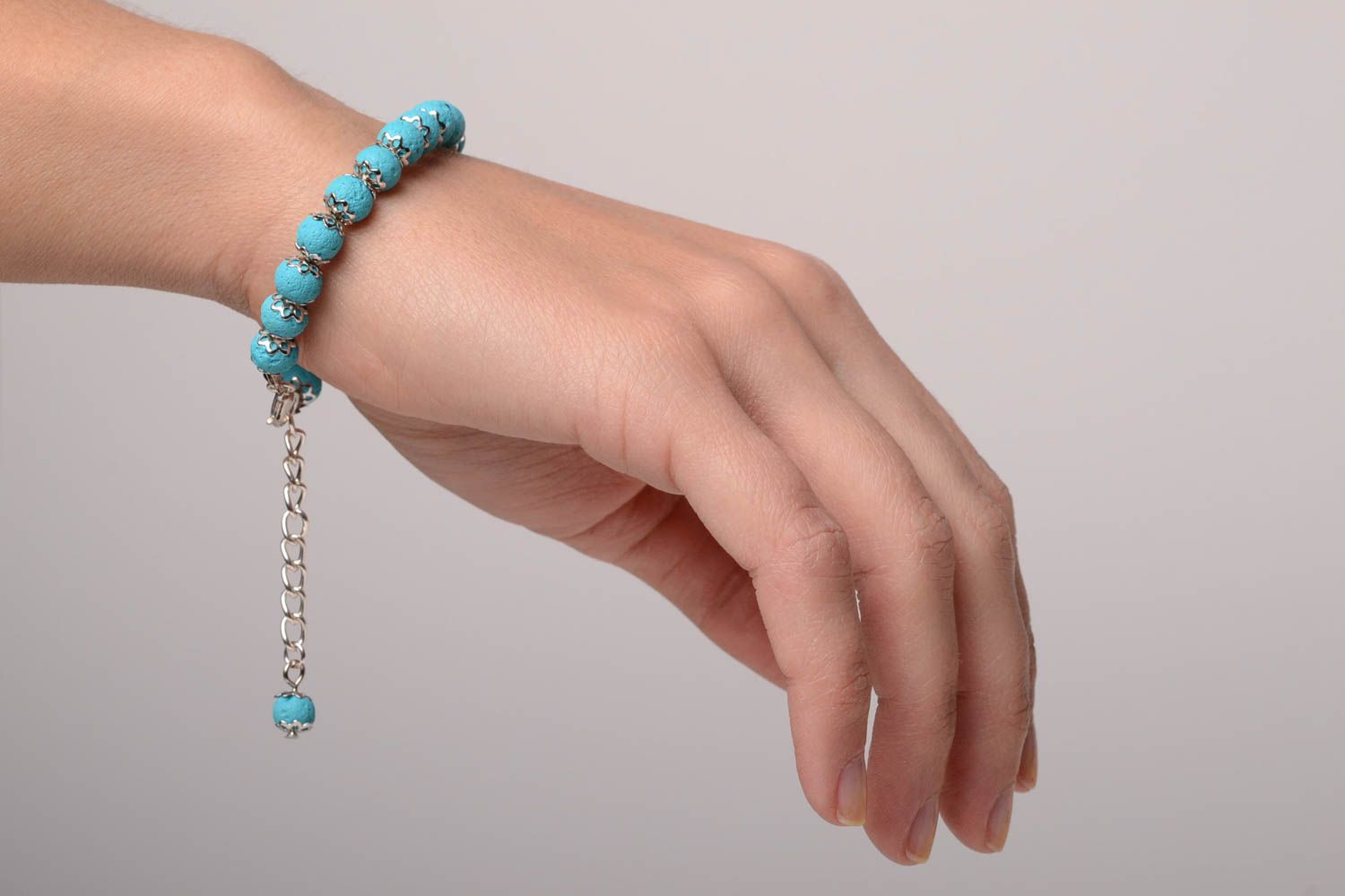 Bracelet pate polymere Bijou fait main turquoise Accessoire femme design photo 3