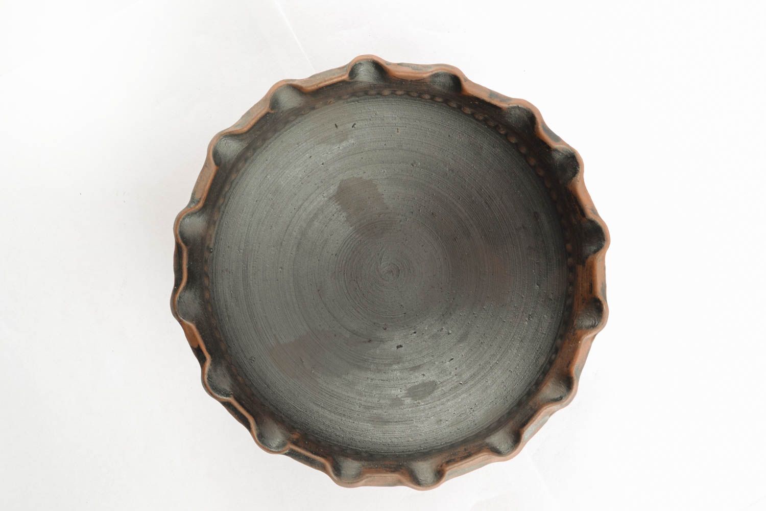 Bol en céramique de fantaisie fait main de couleurs marron vaisselle écologique photo 2