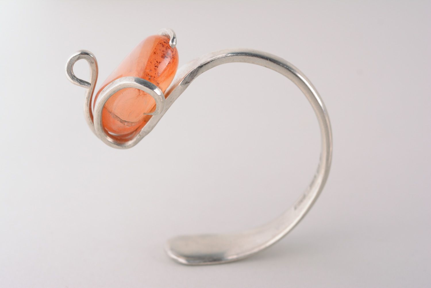 Bracelet en cupronickel avec pierre naturelle de fourchette fait main femme photo 5