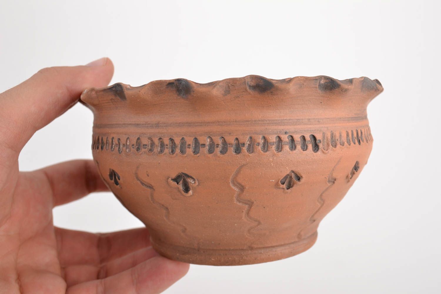 Beautiful homemade clay bowl kilned with milk 500 ml designer kitchenware photo 2