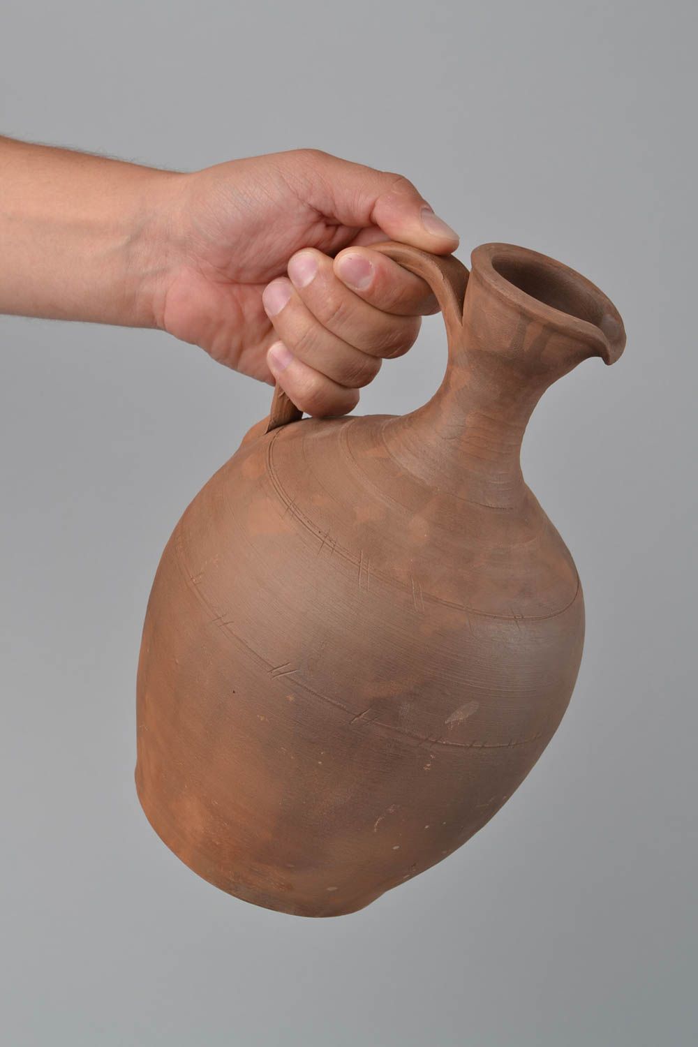 Clay lead-free 80 oz handmade old Greek style 11 wine pitcher 2,55 lb photo 2