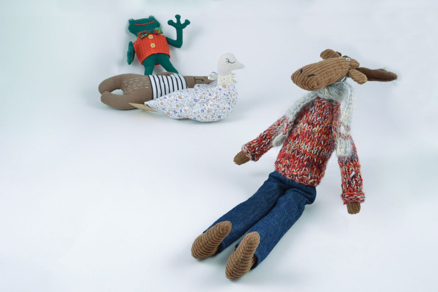 Fabric soft toy Elk in knit scarf photo 1