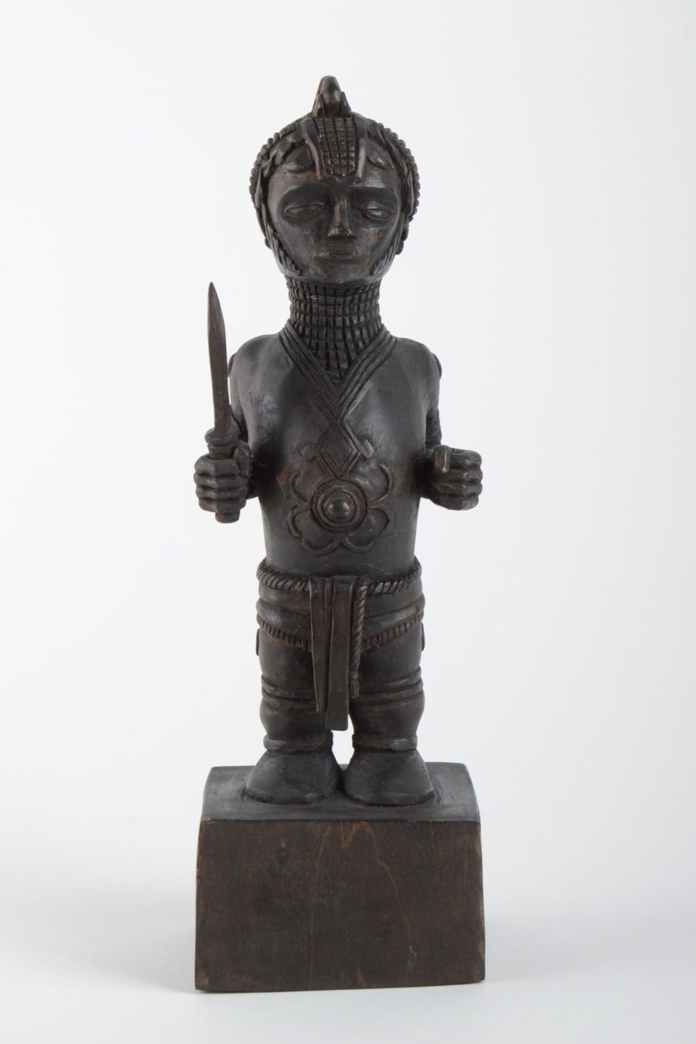Petite figurine en bois noire teintée faite main originale de style japonais photo 2