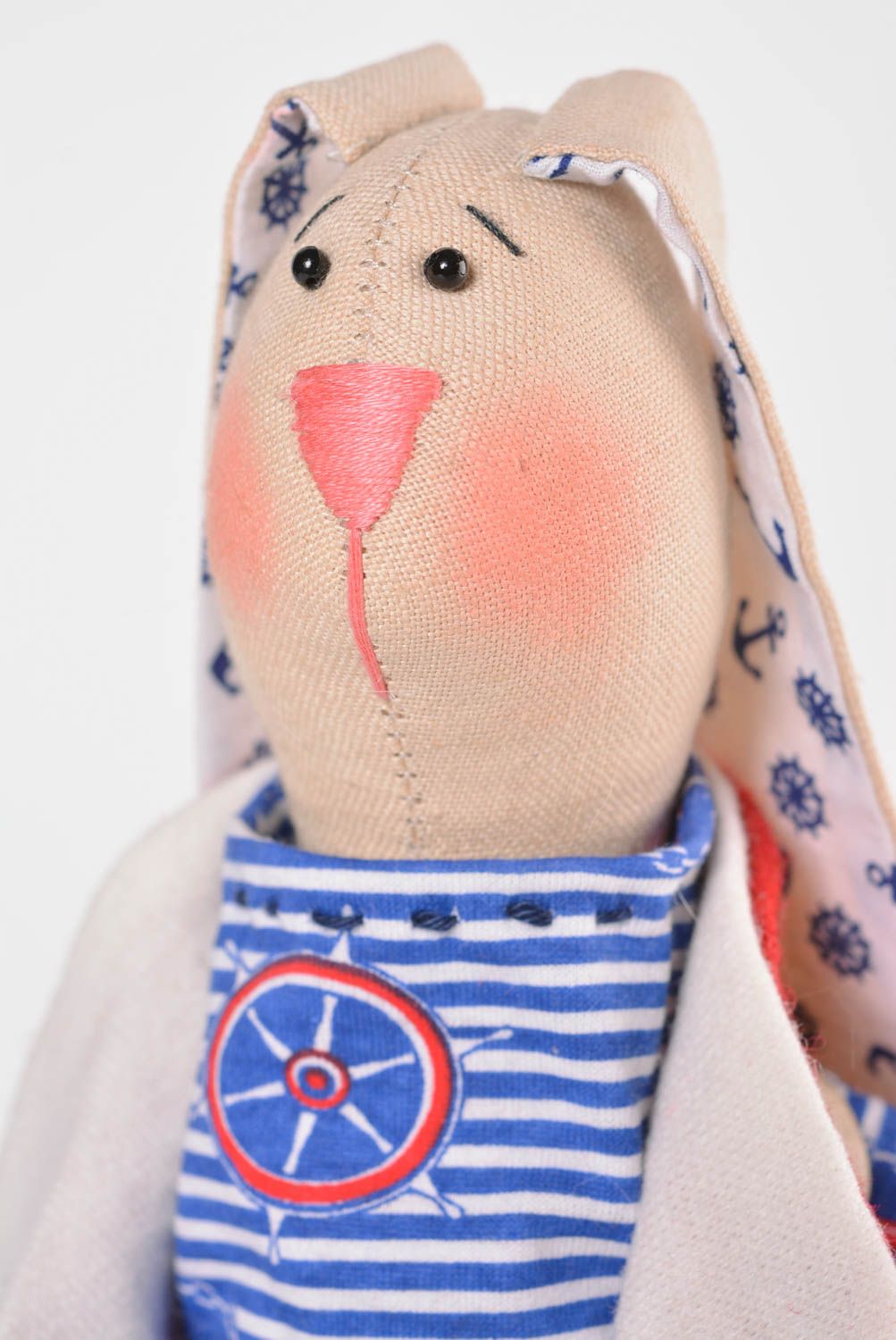 Игрушка заяц ручной работы авторская игрушка из ткани стильный подарок фото 4