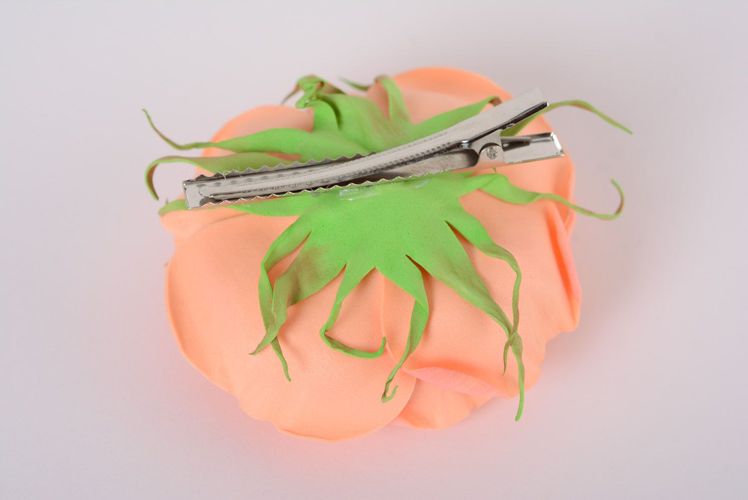 Orange grelle modische Blume Haarspange aus Wildleder künstlerische Handarbeit  foto 3