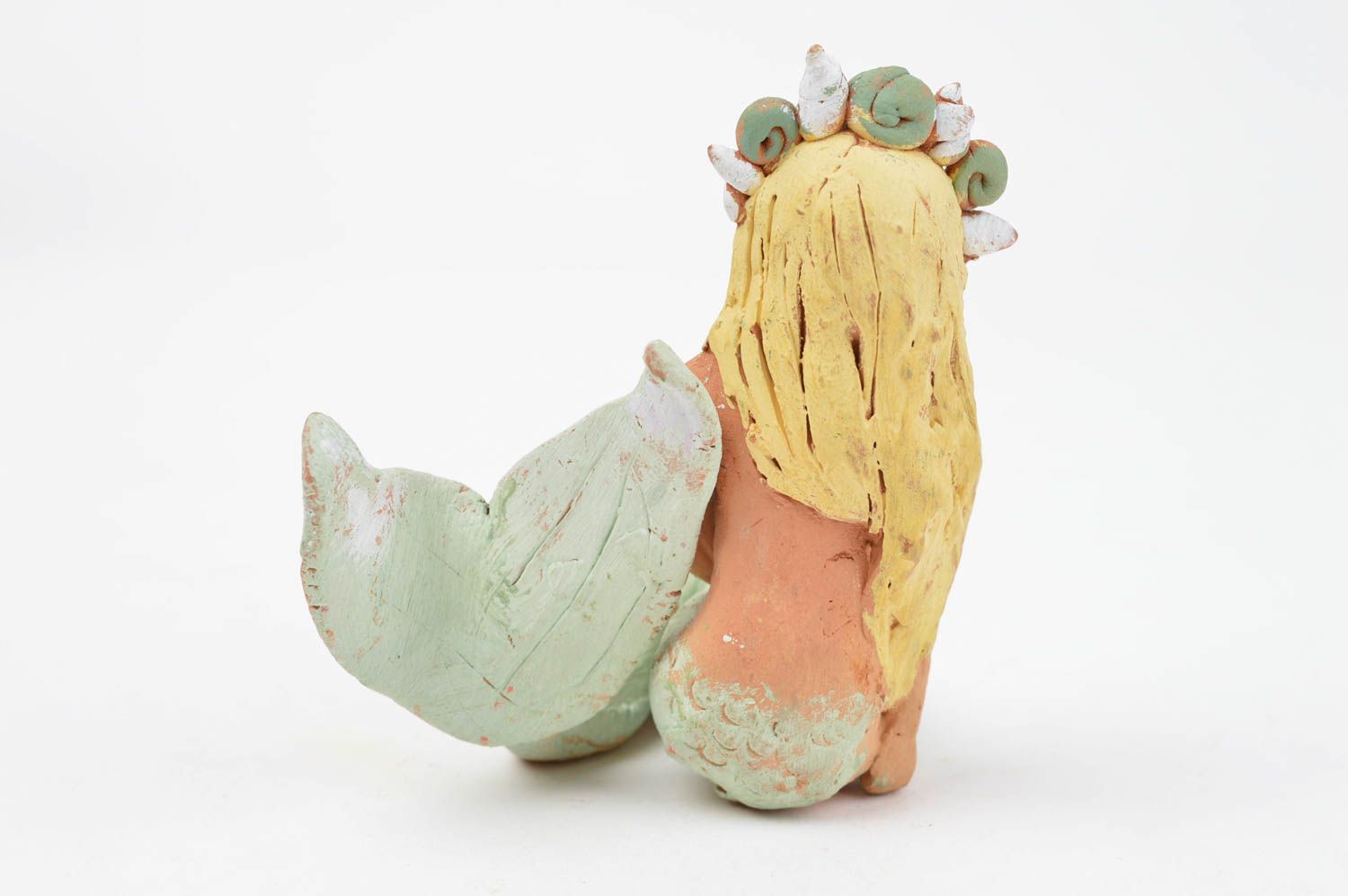 Handmade Dekoration Figur Meerjungfrau Keramik Figur Haus Deko aus Ton  foto 4
