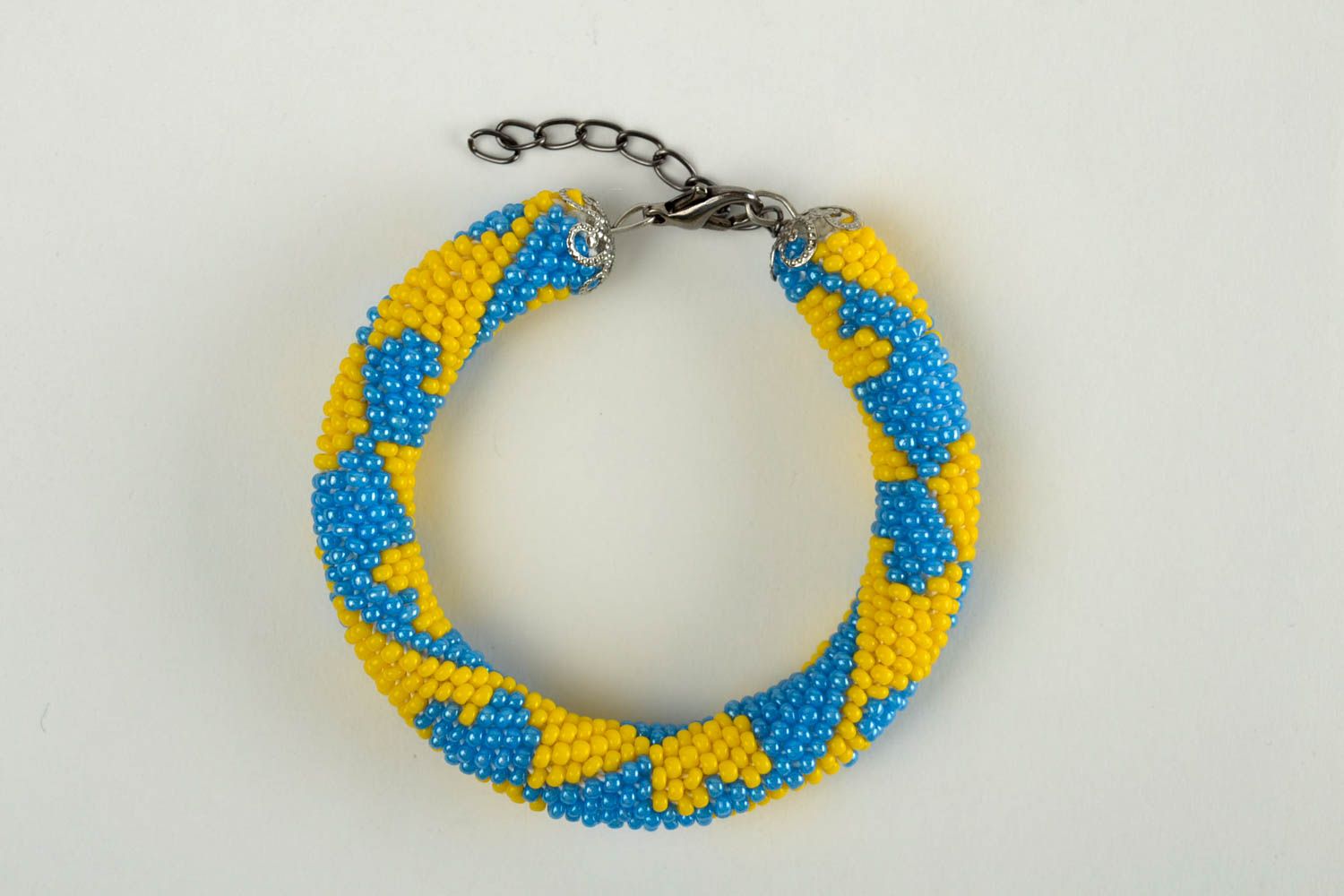 Handcrafted blue and yellow butterfly beads adjustable cord bracelet for women photo 4