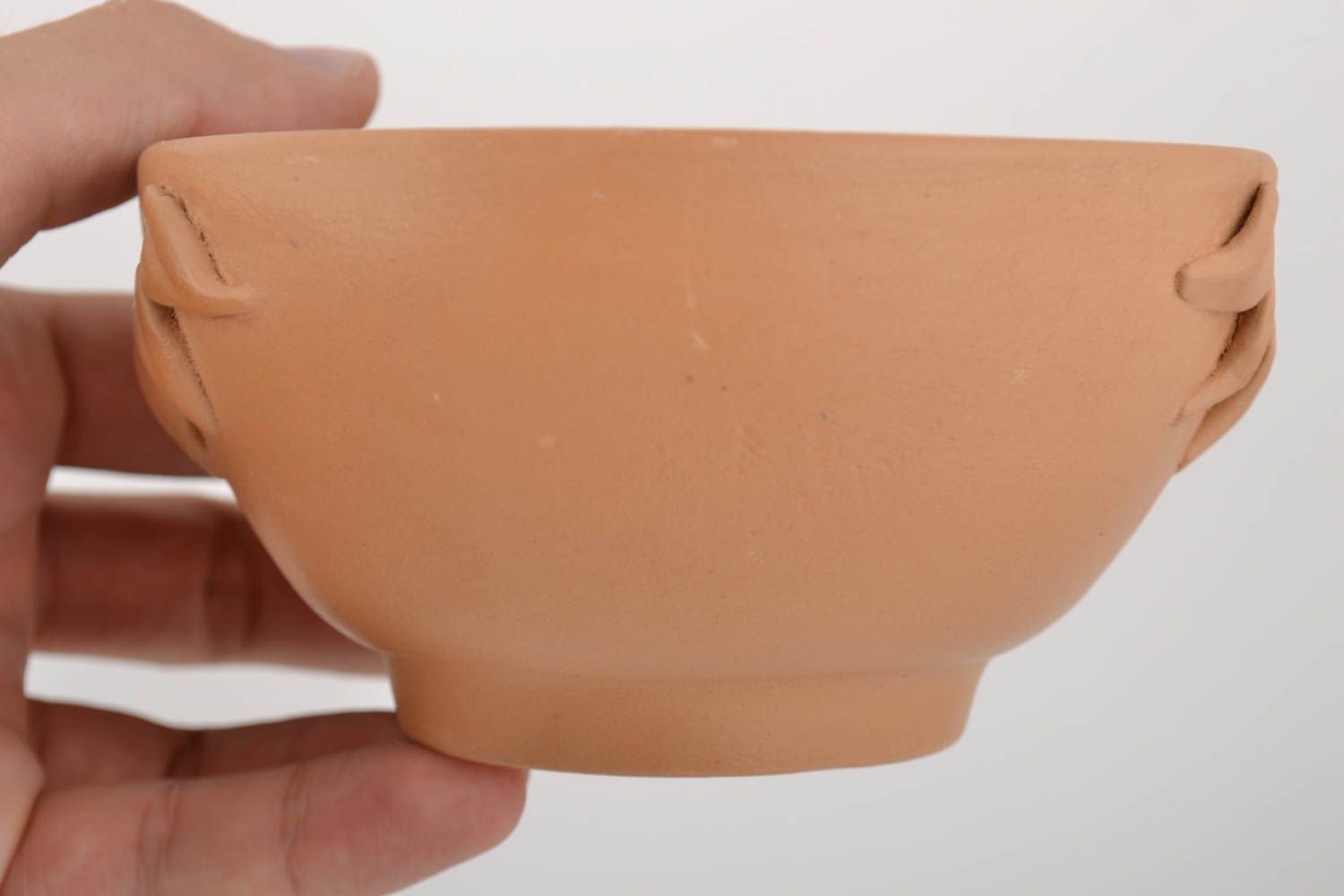 Handgemachte schöne originelle tiefe Schale aus Ton Schüssel Keramik 400 ml foto 2