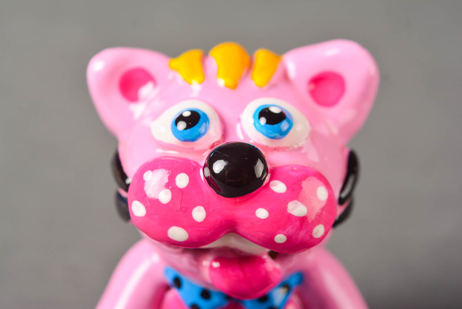 Statuetta in gesso fatta a mano figurina decorativa bella tigre color rosa foto 4