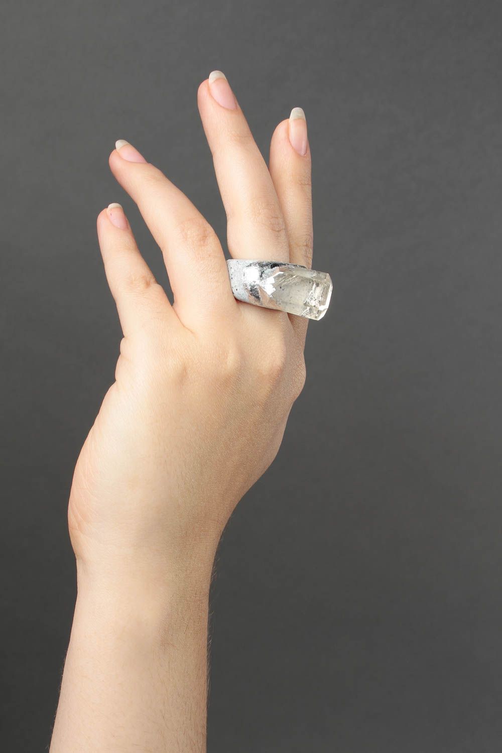 Кольцо ручной работы украшение из полимерной глины украшение кольцо с камнем фото 1