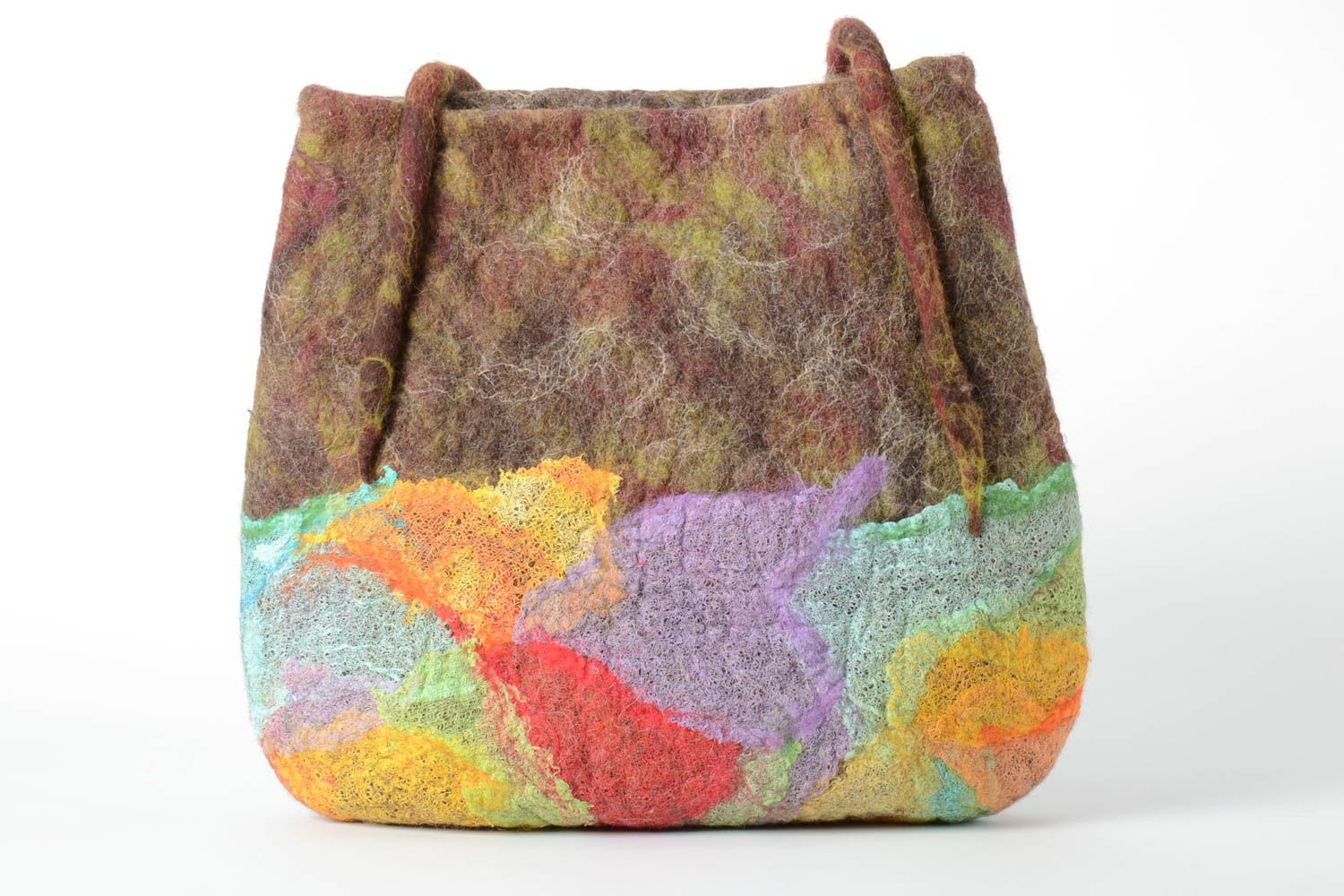 Handmade wool felted bag unique natural textile purse unique present for woman photo 4