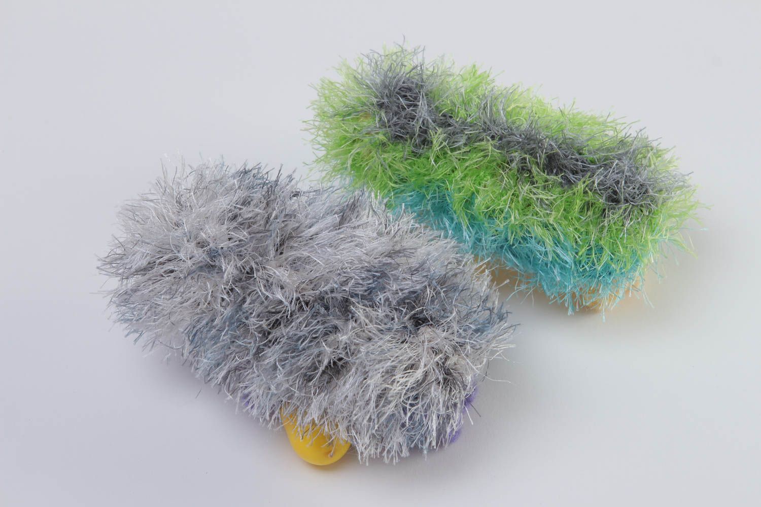 Handmade crocheted toys 2 hedgehogs figurines designer interior toy present photo 3