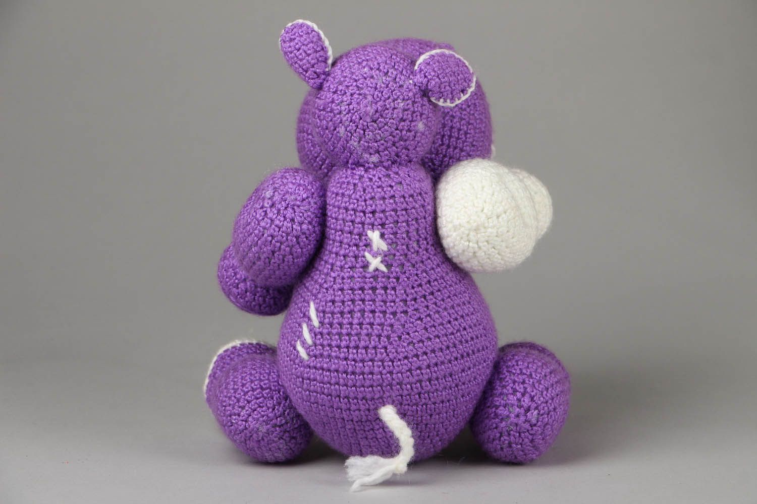 Peluche tricotée Hippopotame violette fait main photo 3
