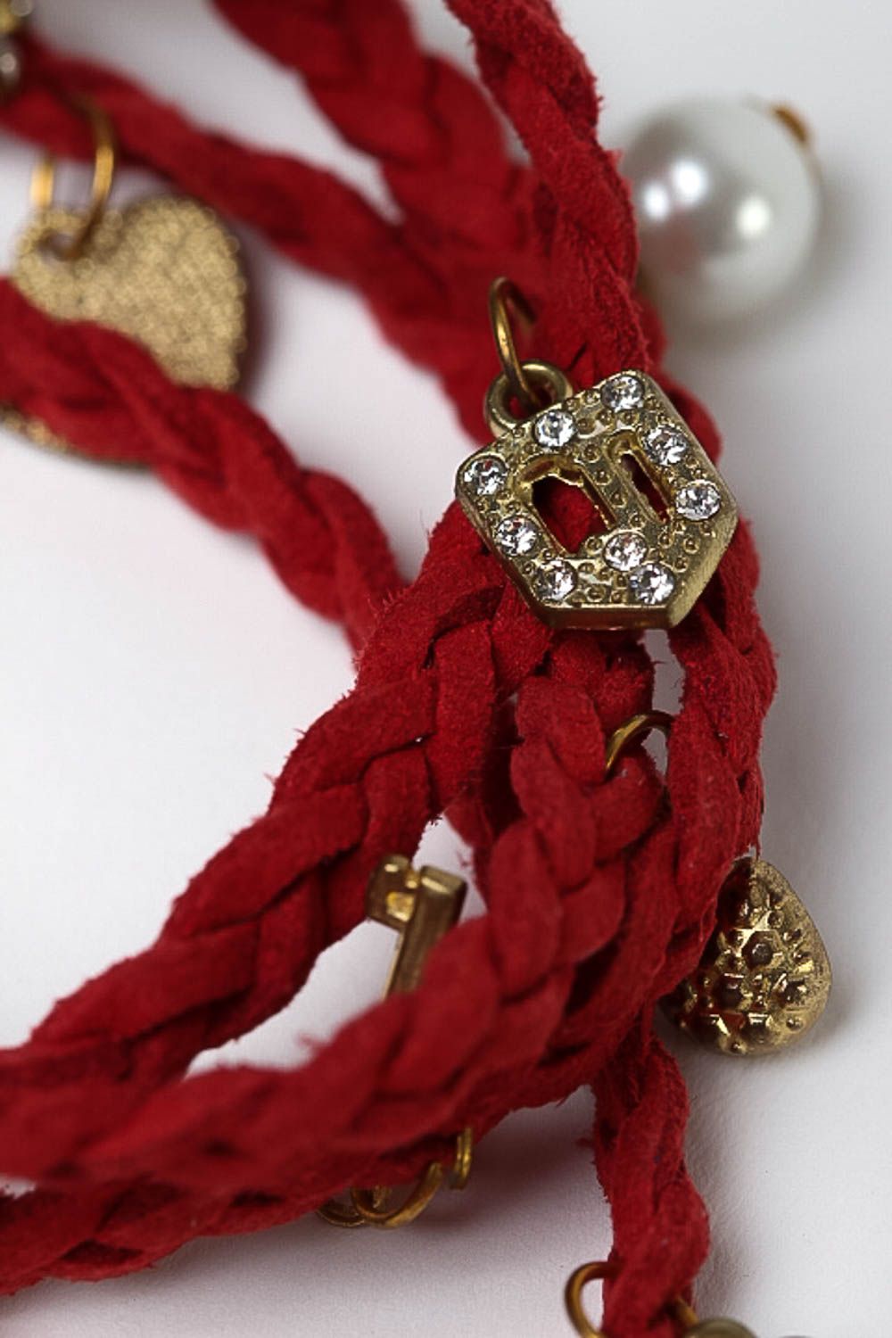 Bracelet textile bordeaux Bijou fait main pièces métalliques Accessoire femme photo 4