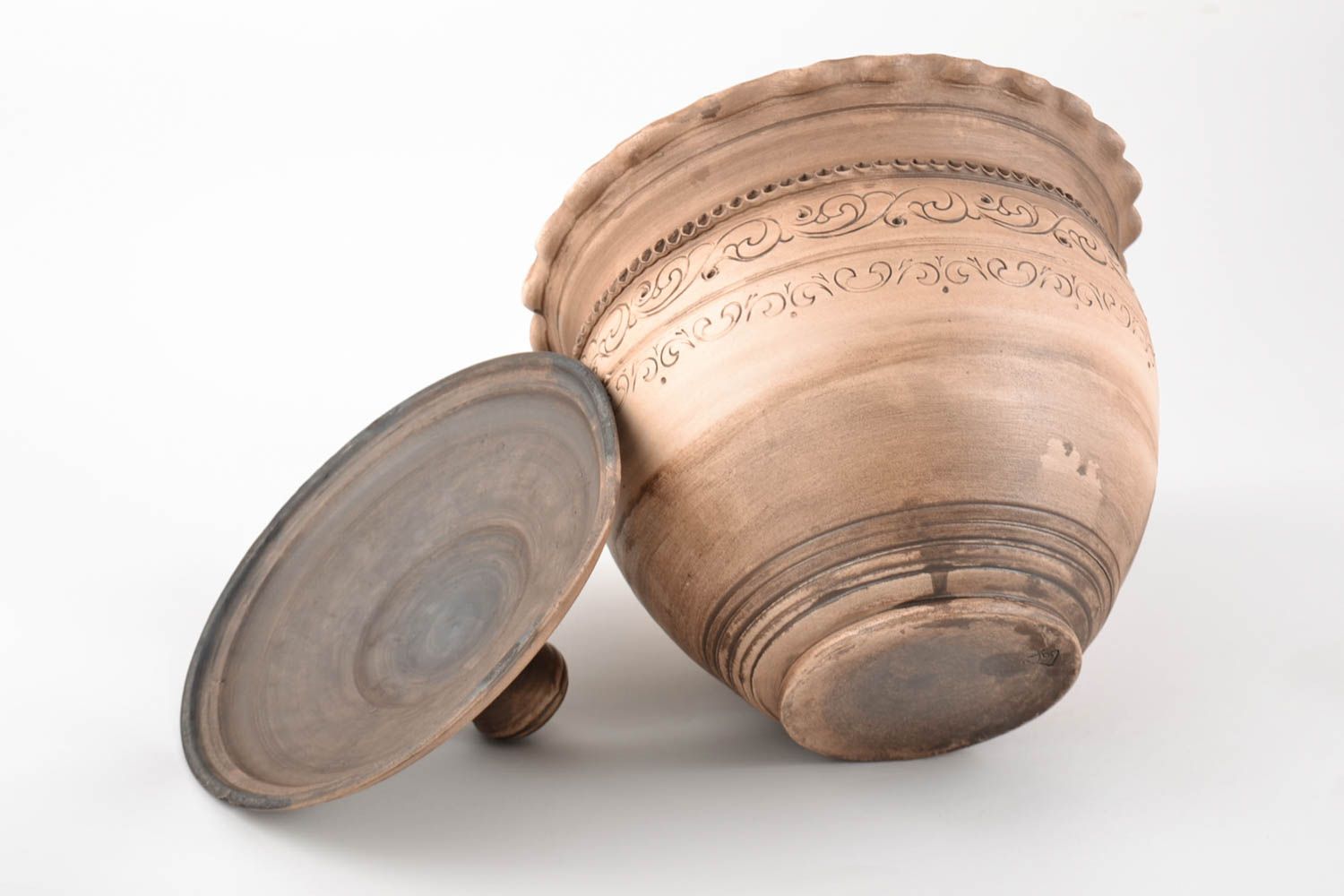 Pentola in ceramica fatta a mano vaso in argilla stoviglia decorativa in argilla foto 5