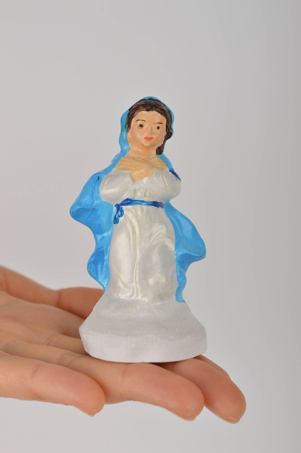 Figurita de belén hecha a mano decoración navideña figura de yeso Virgen María foto 5