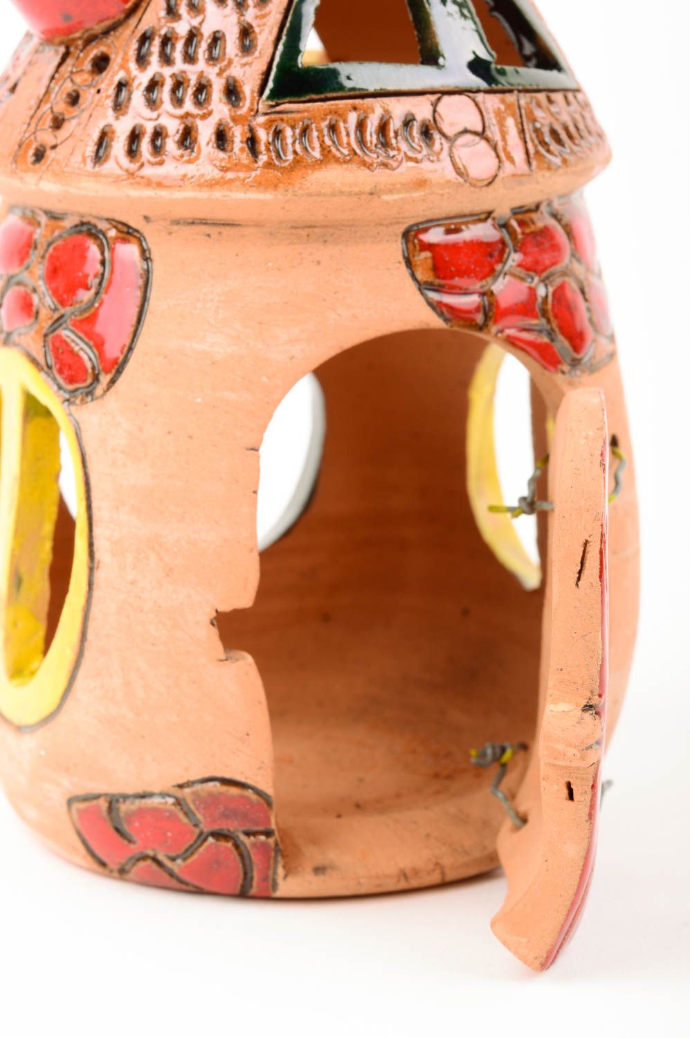Deko Teelichthalter aus Ton Teelichthalter Keramik Handmade Teelichthalter bunt  foto 4
