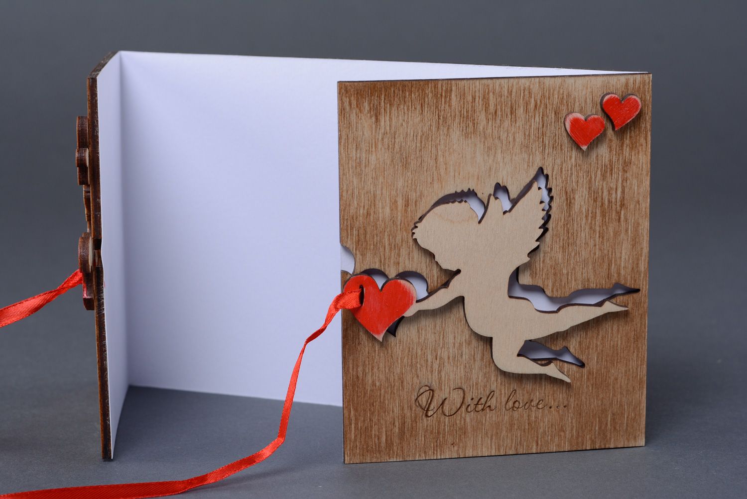 Beautiful greeting card with ribbons for St Valentine's Day photo 2