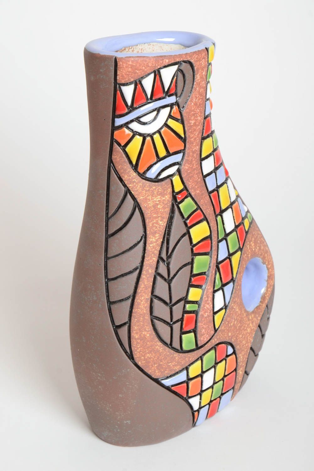 Vase décoratif fait main Vase en céramique original peint Déco maison cadeau photo 2