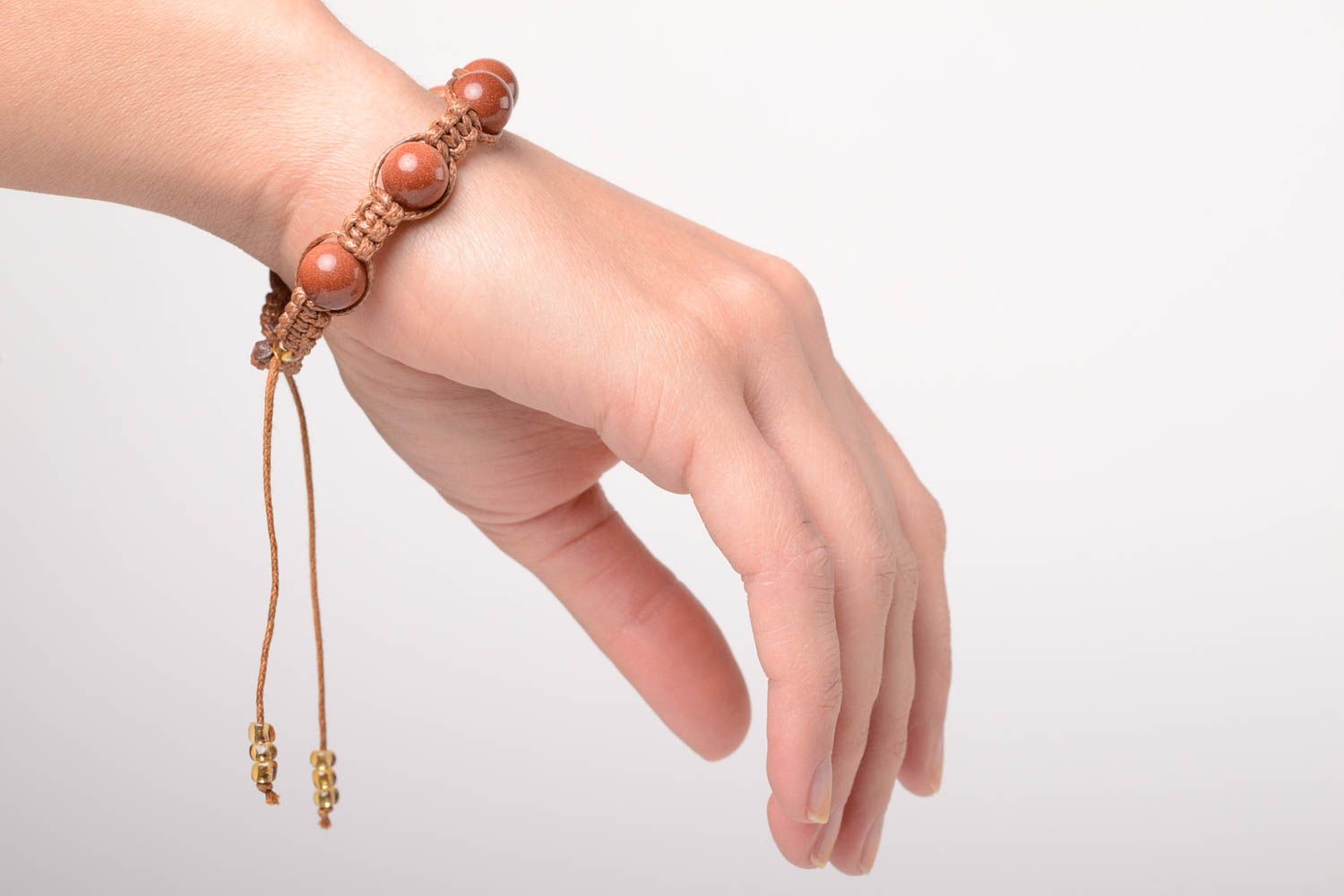 Pulsera de cordón hecha a mano marrón accesorio para mujer bisutería fina foto 3