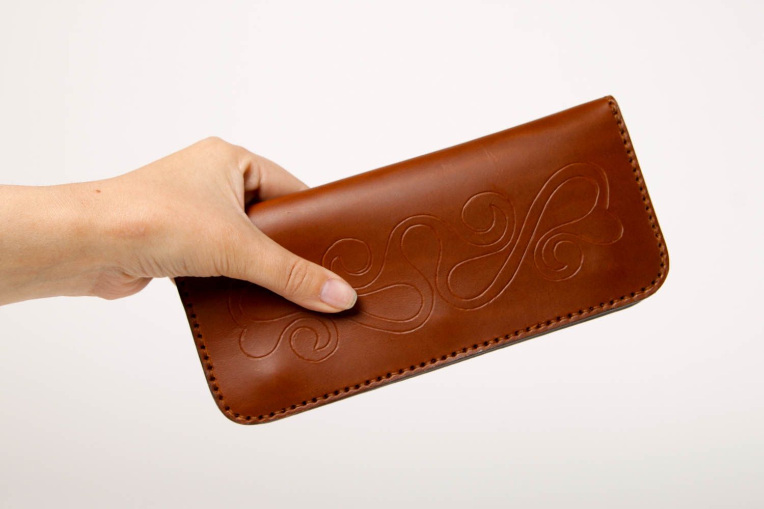 Handmade leather purse womens designer wallets womens accessories leather goods photo 2
