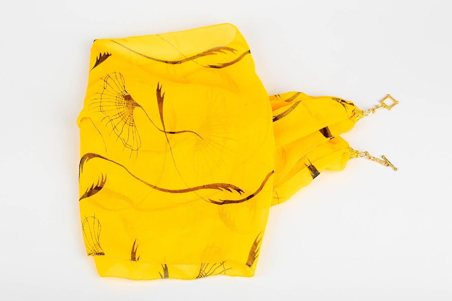 Шарф ручной работы женский шарф легкий шифоновый шарф желтый красивый яркий фото 4