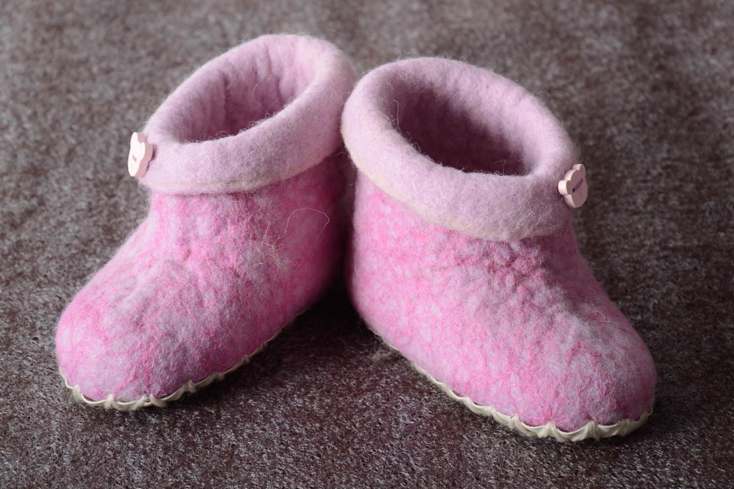 Handmade gefilzte Pantoffeln schöne Hausschuhe warme Kinderhausschuhe rosa foto 1