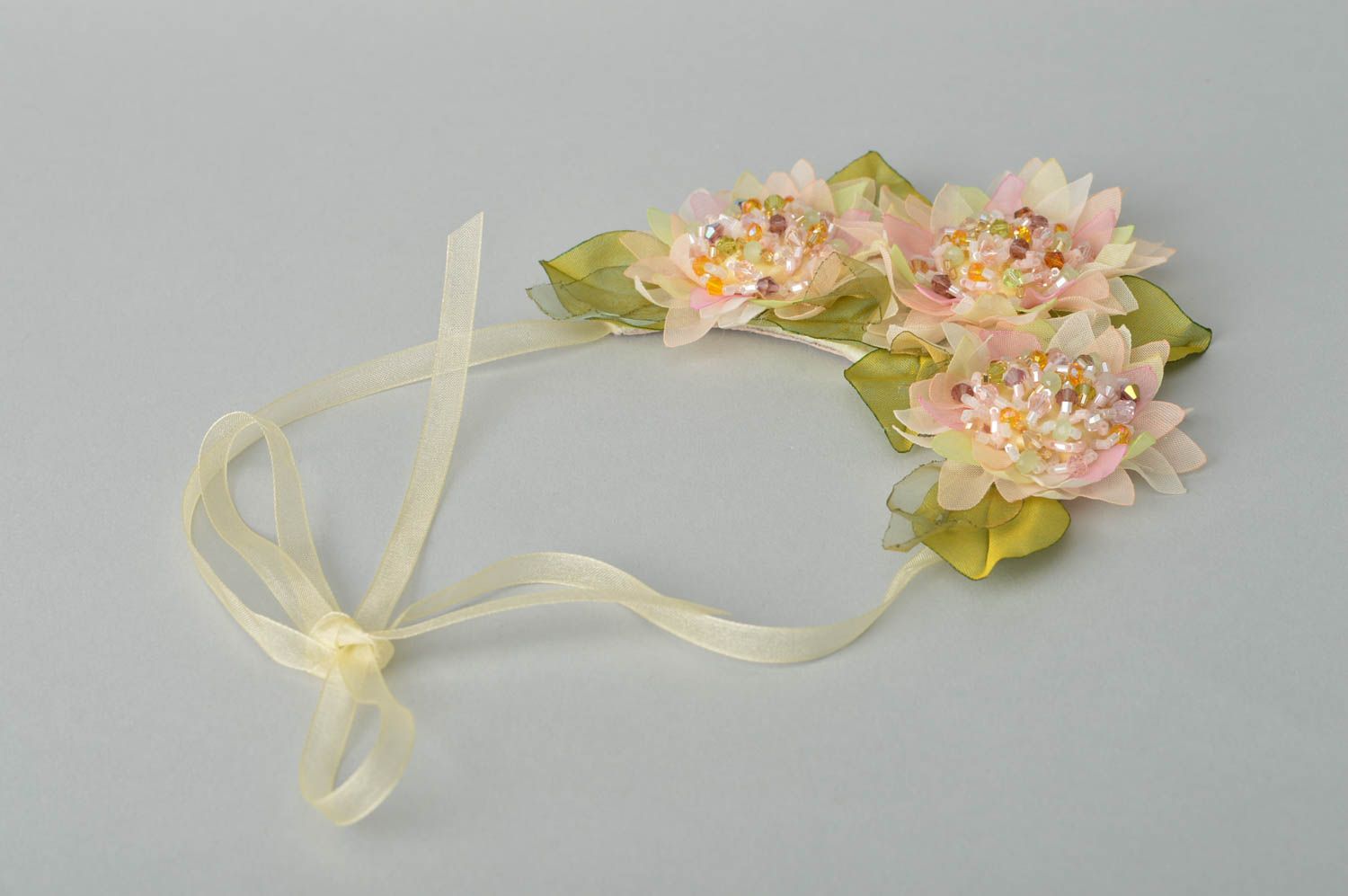 Handmade Blumen Collier Leder Schmuck Accessoire für Frauen Chrysanthemen  foto 3