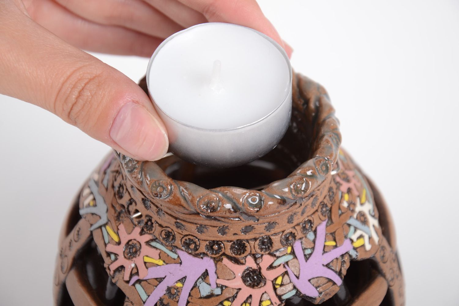 Ungewöhnlicher Teelichthalter Keramik stilvoller Deko Kerzenhalter Haus Deko foto 5
