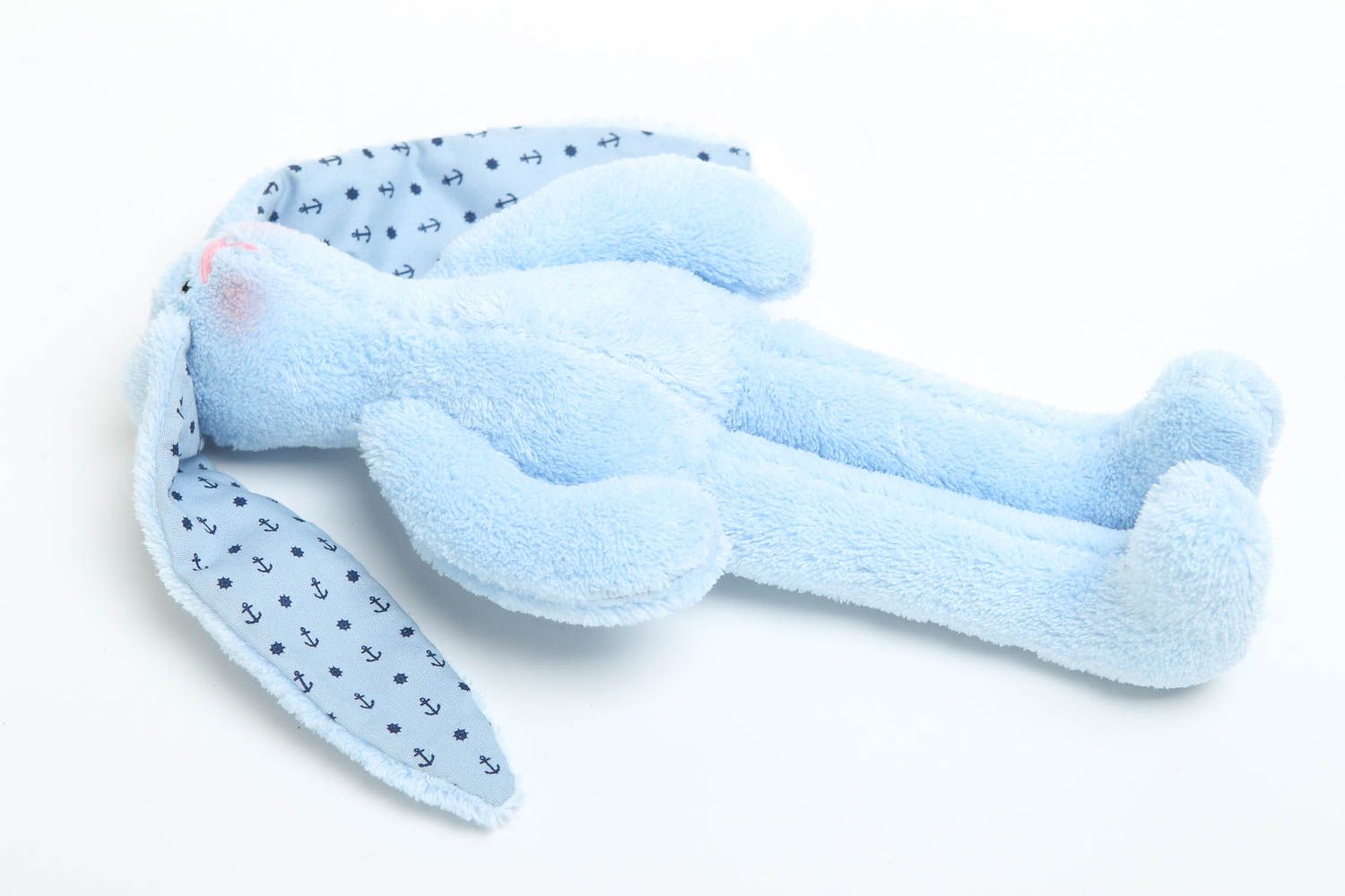 Игрушка заяц ручной работы детская игрушка из ткани голубая мягкая игрушка фото 3