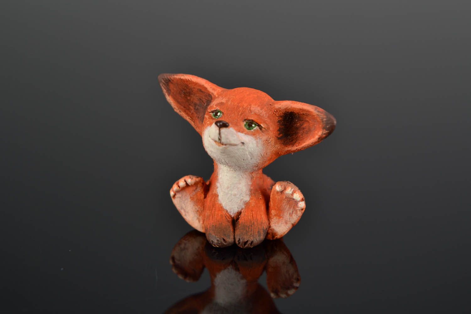 Tiny clay statuette Little Fox photo 1