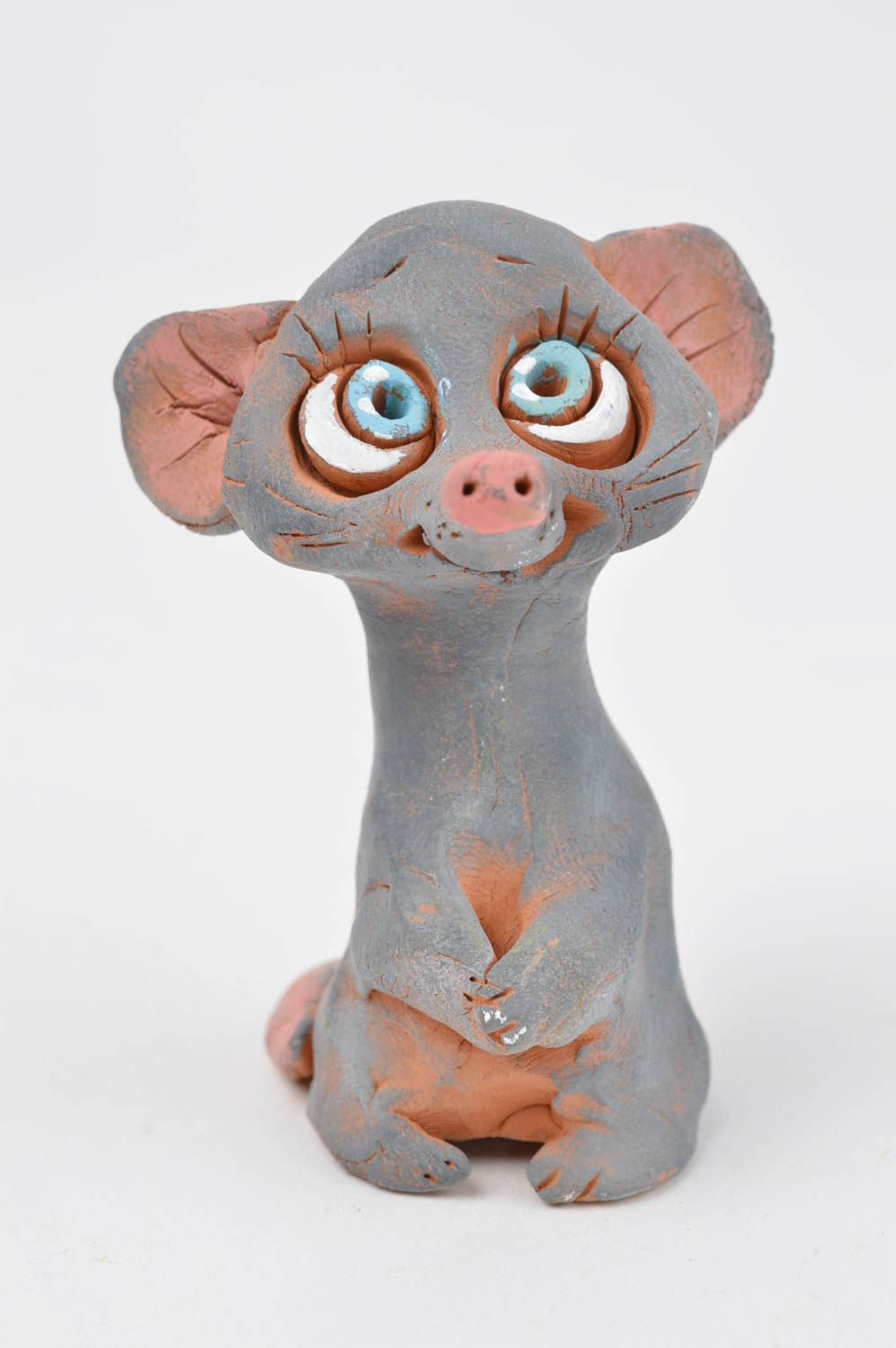Статуэтка животного мышки ручной работы статуэтка для декора фигурка из глины фото 2