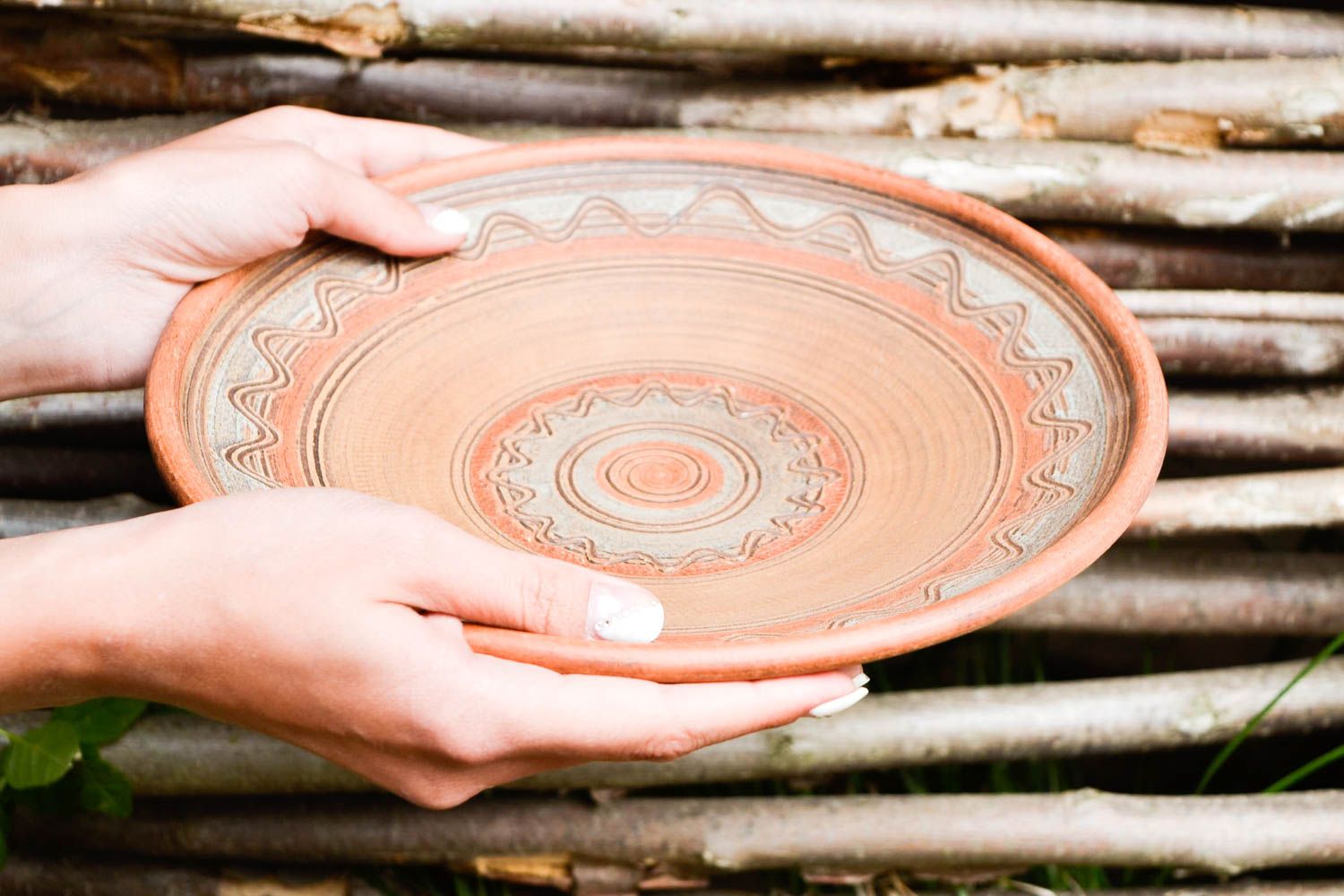 Handmade ceramic plate clay tableware eco friendly tableware kitchen pottery photo 2