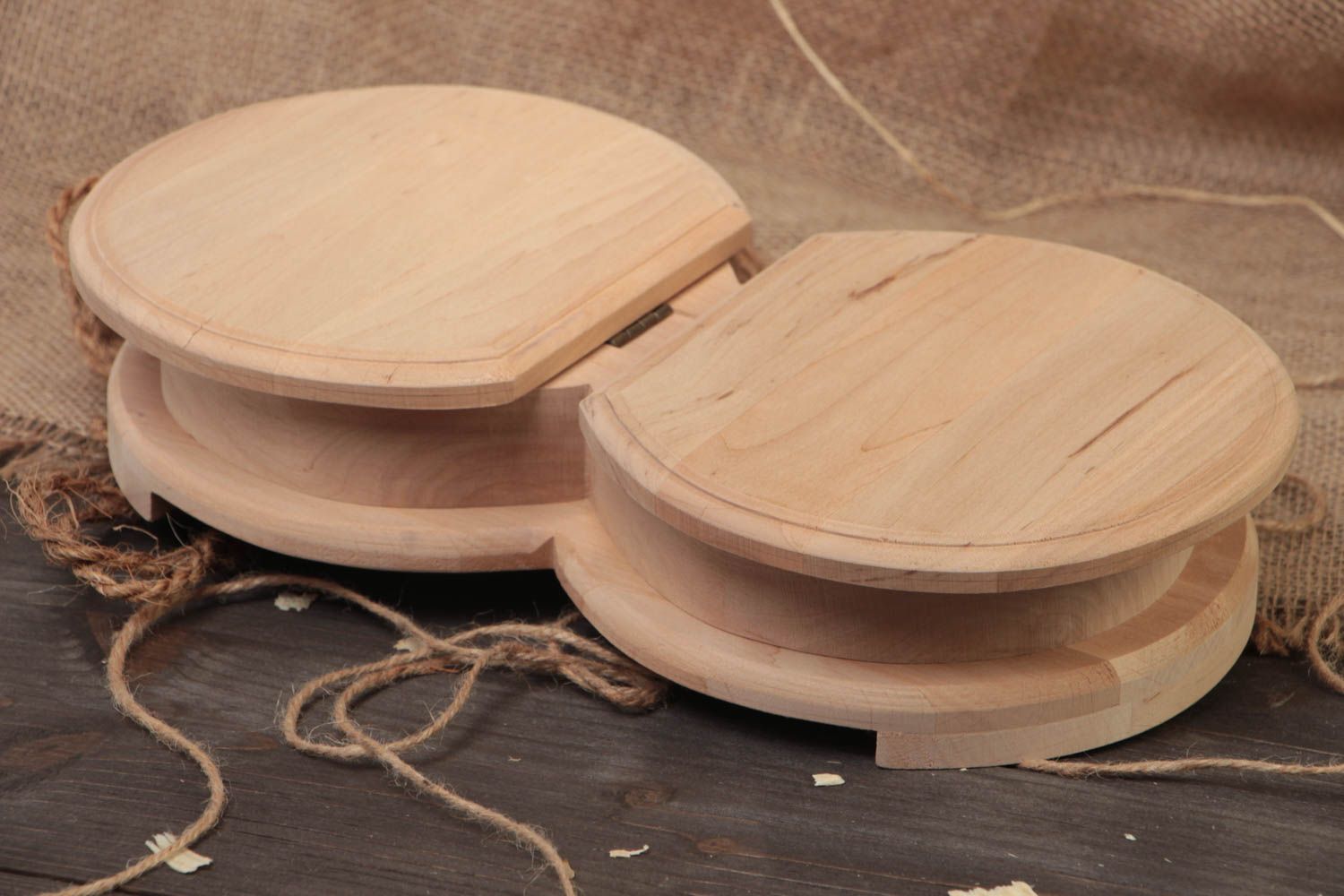 Holz Schatulle mit Deckel handmade doppelt originell zum Bemalen oder Decoupage foto 1