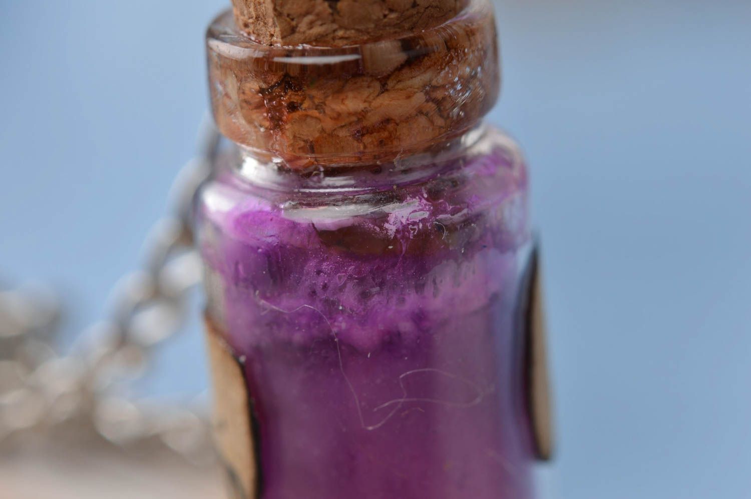 Фиолетовый кулон баночка на длинной цепочке ручной работы Космическая буря фото 5