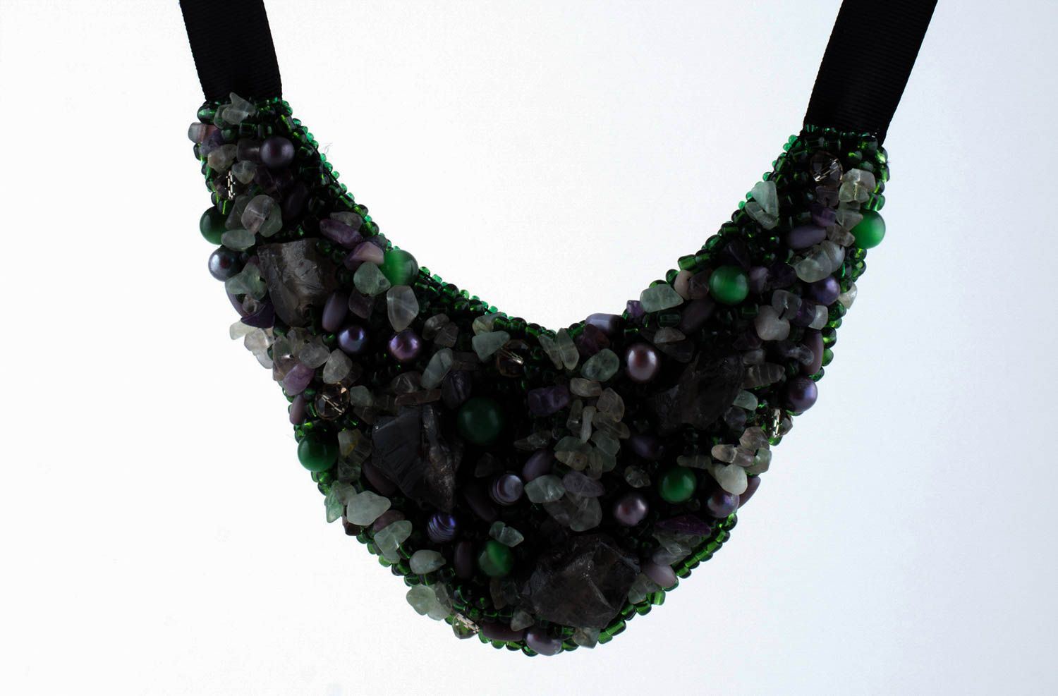Handmade Perlen Schmuck Modeschmuck Halskette Geschenk für Frauen mit Naturstein foto 2