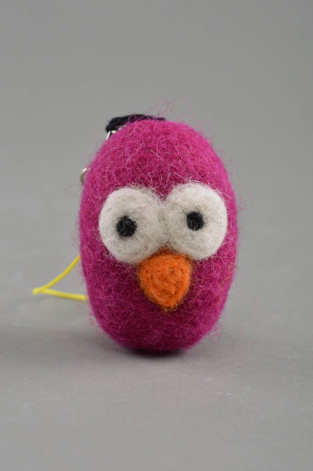 Keychain in the form of purple woolen bird handmade beautiful toy for baby photo 1