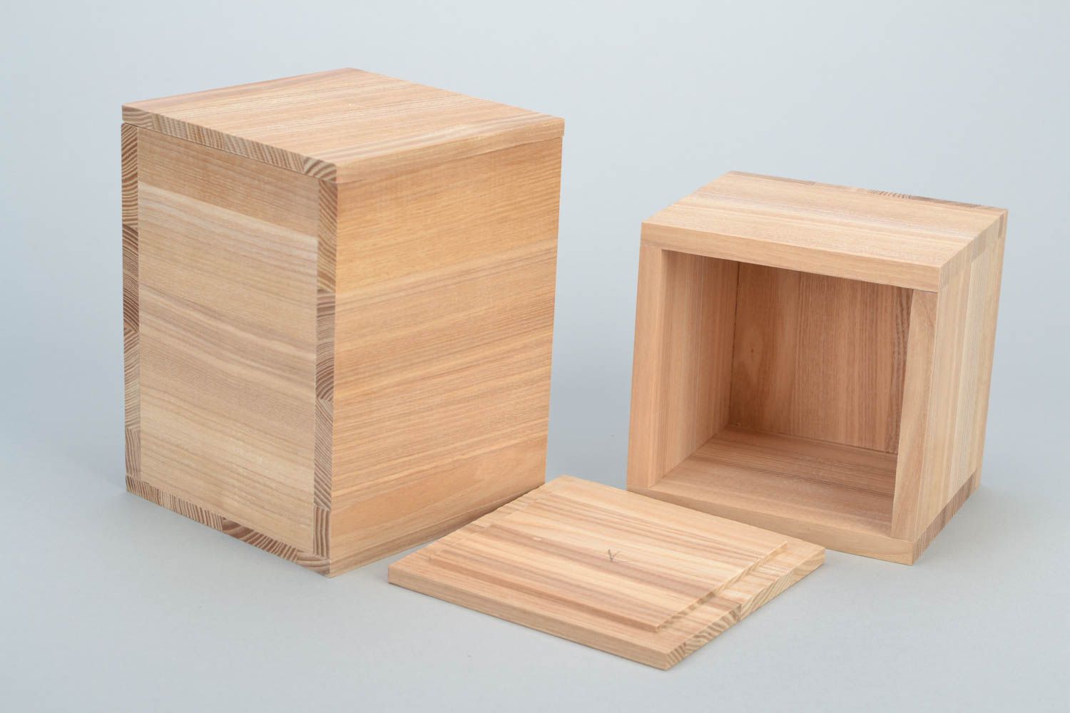 Boîtes en bois carrées faites main ensemble à décorer ou peindre 2 pièces photo 5