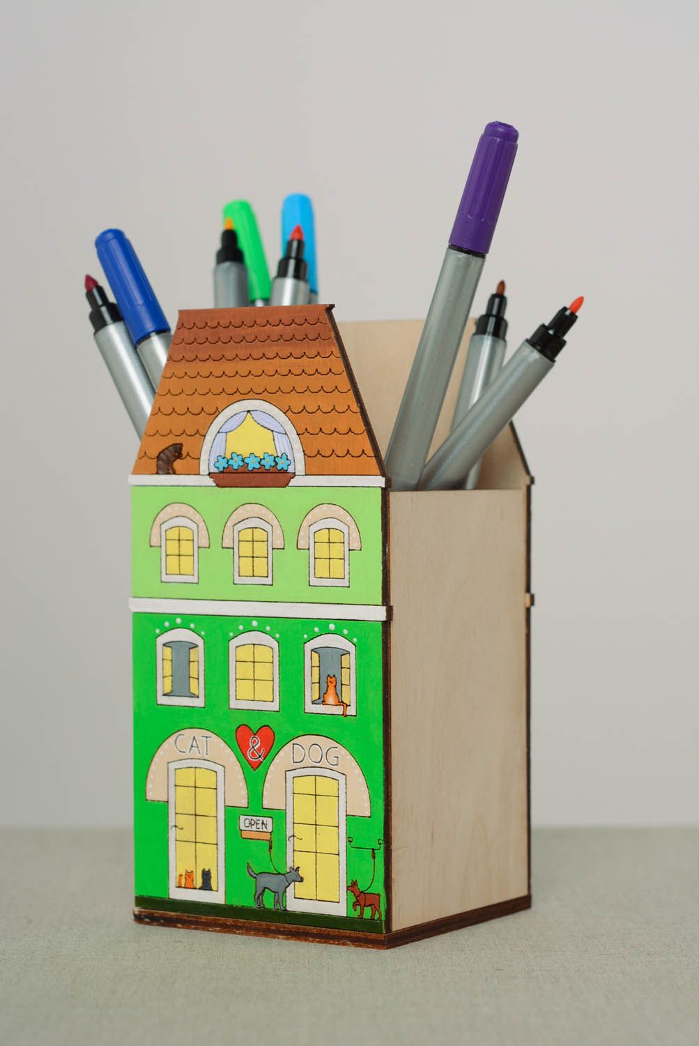 Stand for pencils made ​​of plywood photo 2