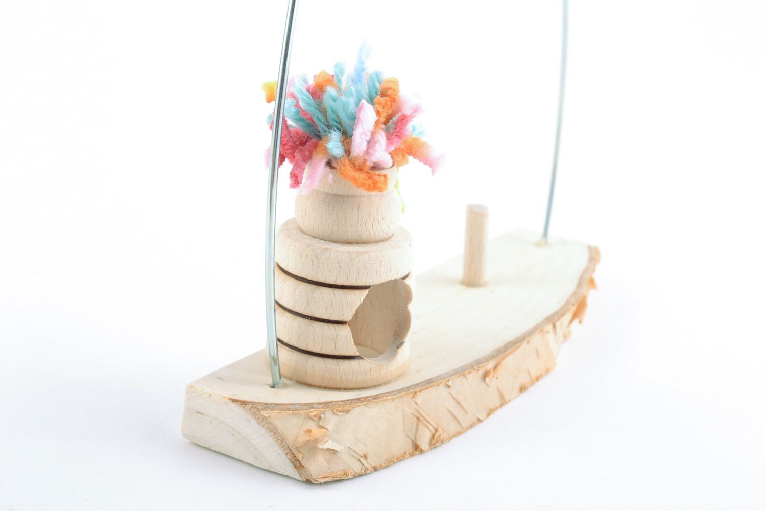 Деревянная игрушка качели ручной работы на пружине авторская красивая детская фото 5