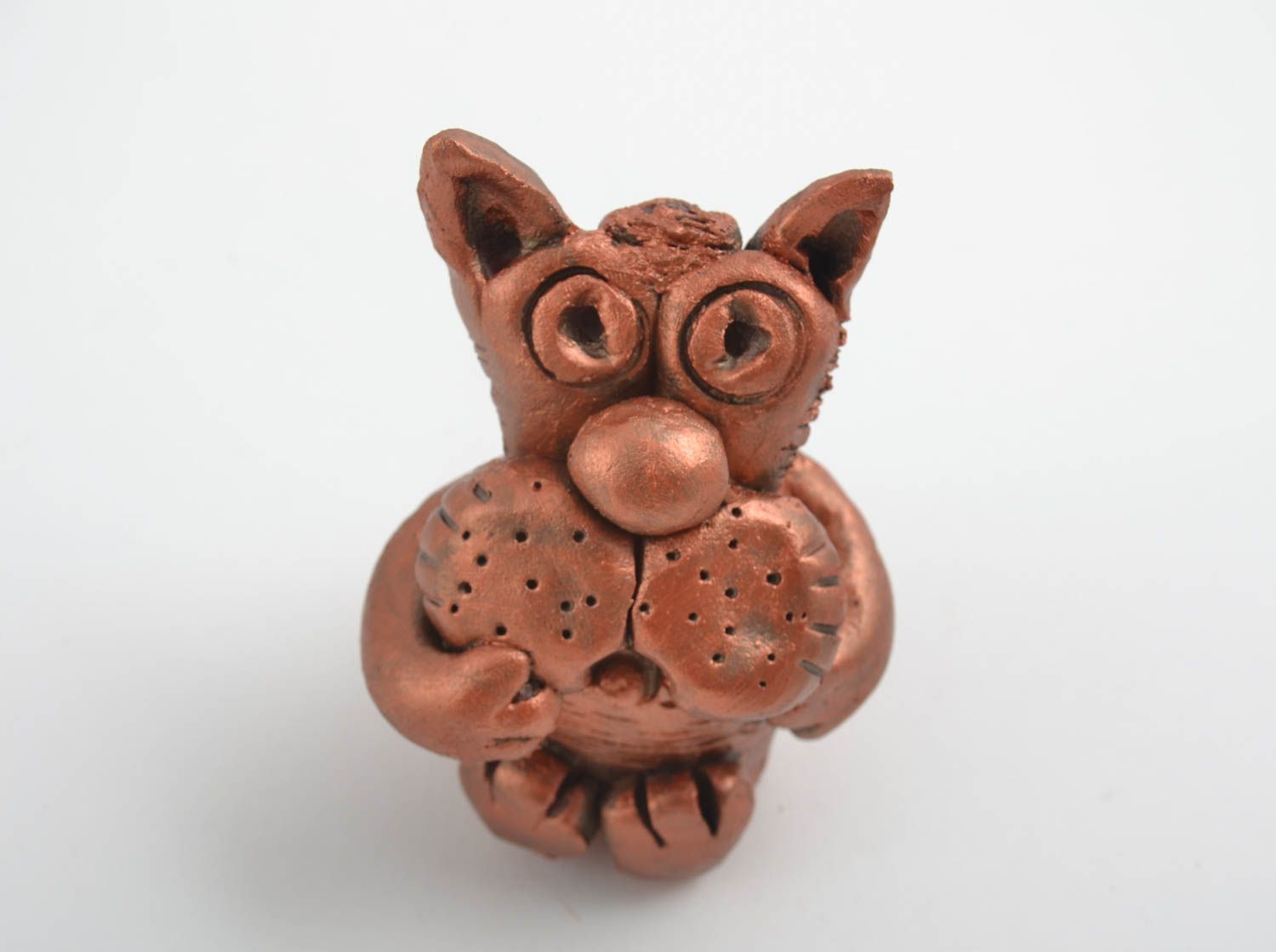 Handmade Figur aus Ton Katze aus Ton Figur aus Keramik für Interieur Dekor schön foto 4