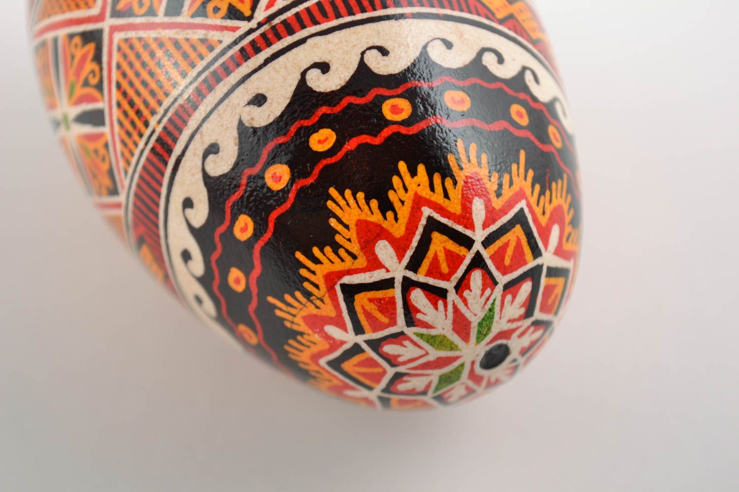 Handmade traditional bright pysanka decorative goose egg painted with acrylics photo 3