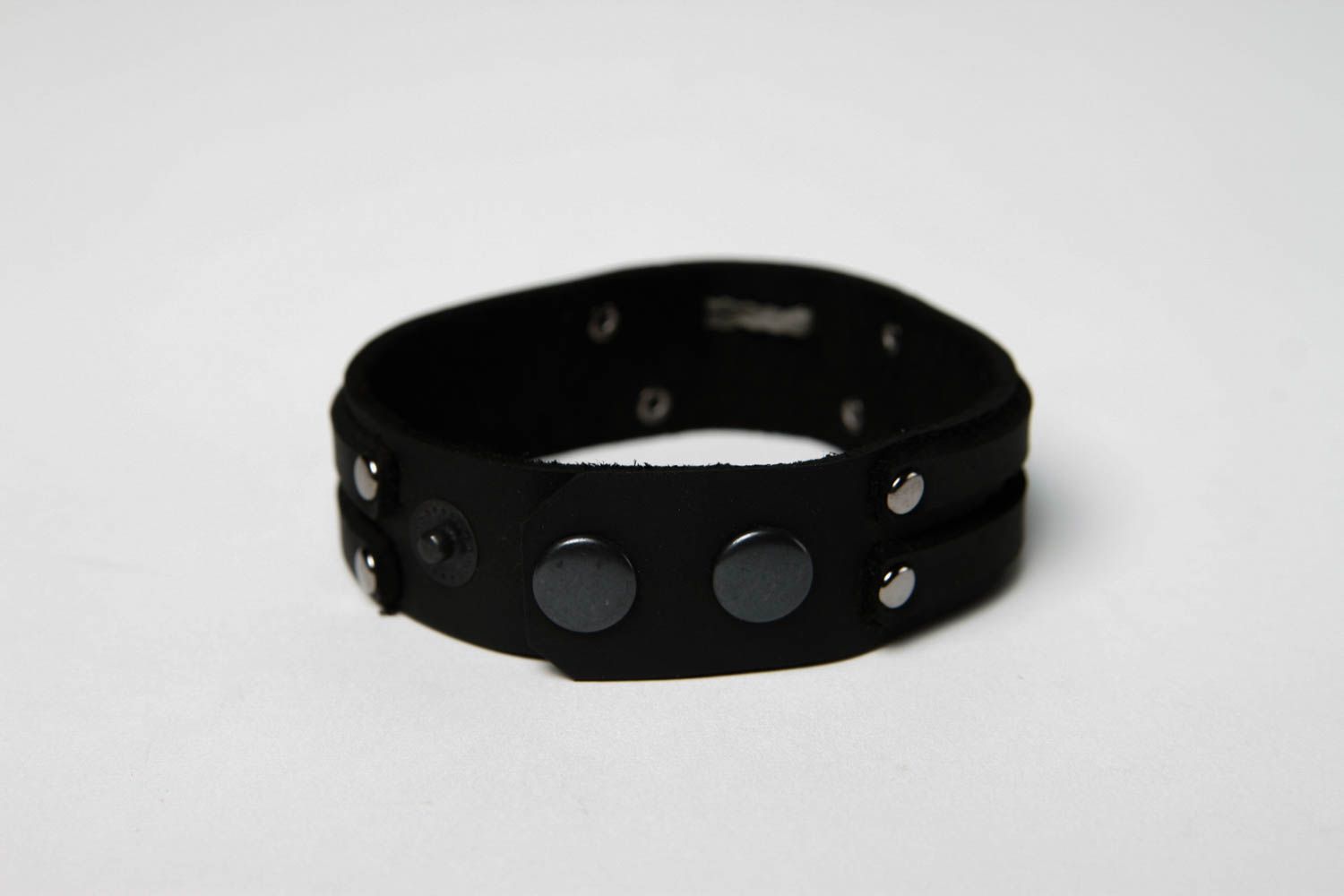 Bracelet cuir Bijou fait main original Accessoire tendance noir design cadeau photo 5