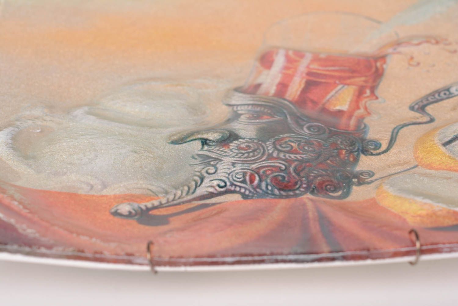 Стеклянная тарелка хэнд мэйд декор для дома панно на стену фреска оригинальная фото 4