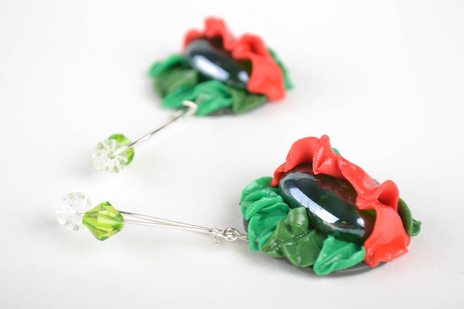 Handcrafted jewelry cool earrings flower earrings designer jewelry polymer clay photo 2