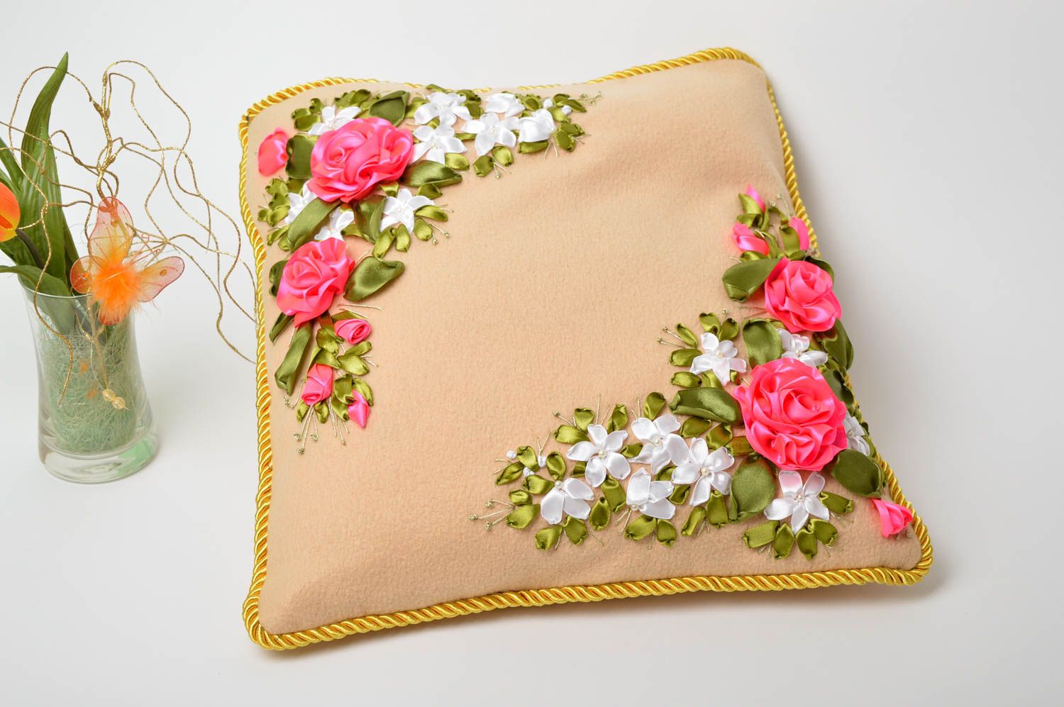 Handmade pillowcase decorative flower pillowcase cool rooms decorative use only photo 1