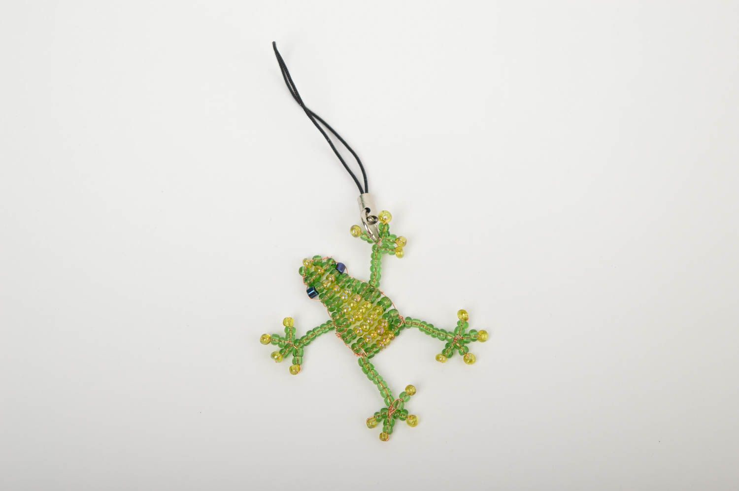 Handmade unusual gift handmade keychain beaded frog mobile phone strap key charm photo 2